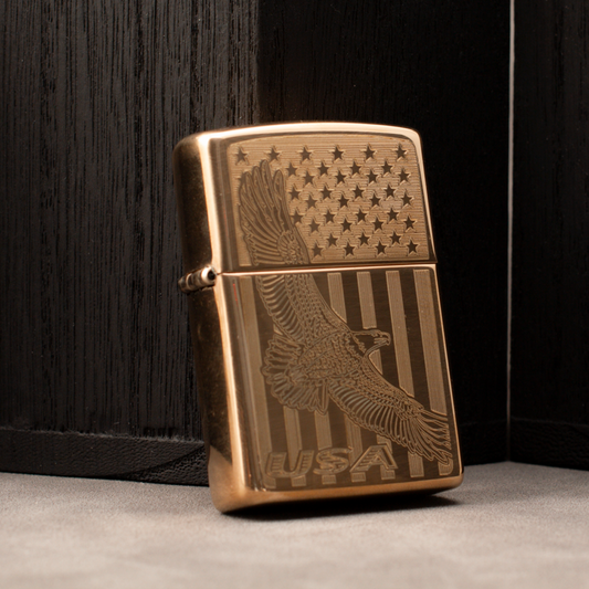 Personalized Engraved USA Flying Eagle & Flag Zippo Lighter – 80744 | Custom Gift