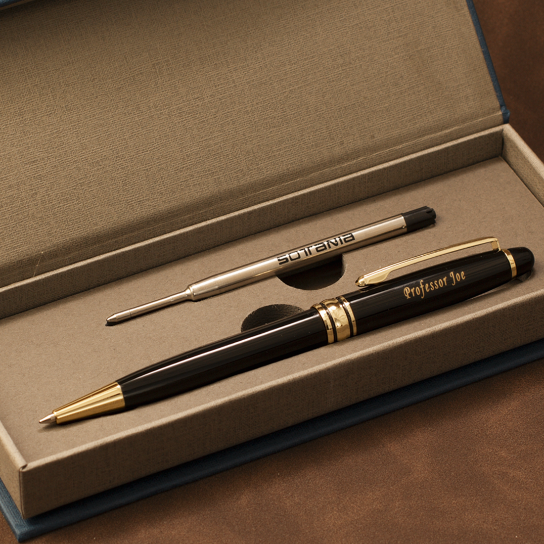 Personalized Black Executive Pen with Gold Trim | Custom Engraved Gift Pen