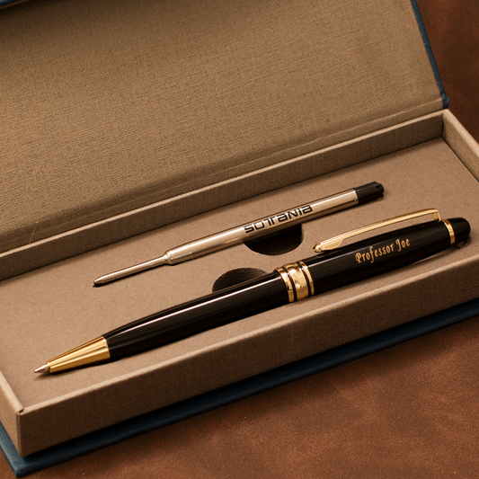 Personalized Black Executive Pen with Gold Trim | Custom Engraved Gift Pen