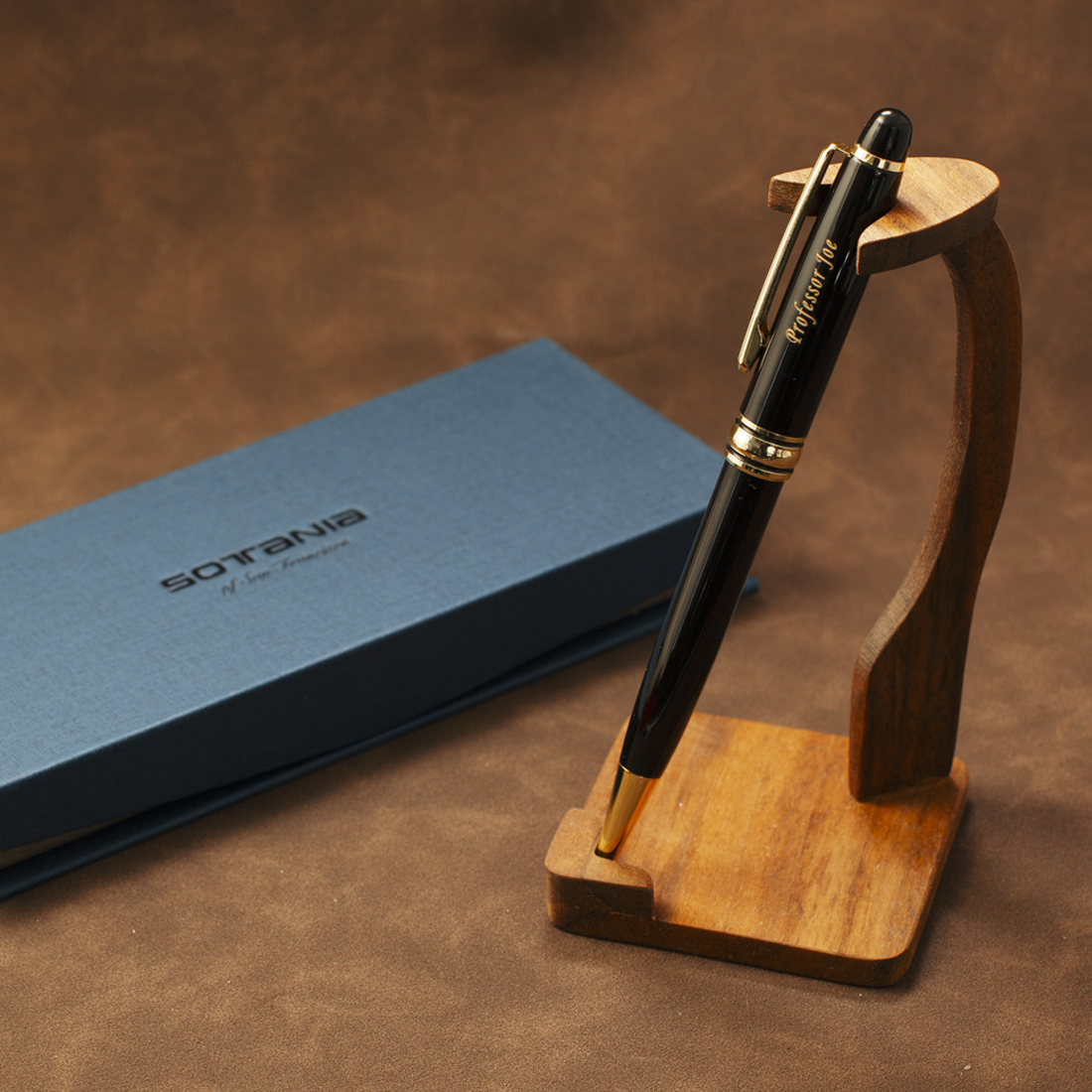 Personalized Black Executive Pen with Gold Trim | Custom Engraved Gift Pen