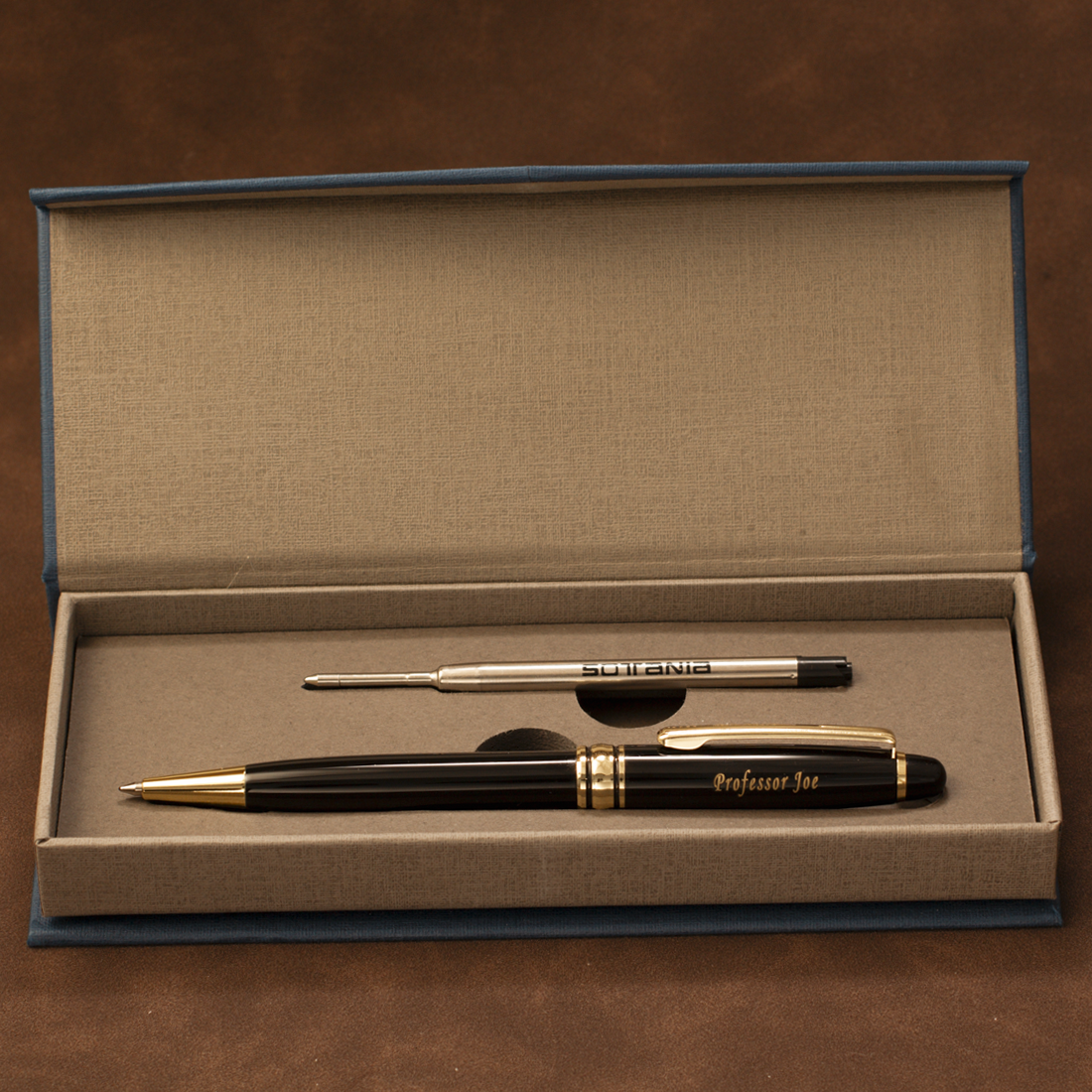 Personalized Black Executive Pen with Gold Trim | Custom Engraved Gift Pen