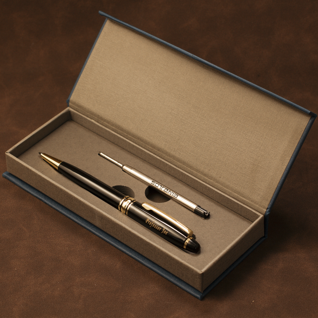 Personalized Black Executive Pen with Gold Trim | Custom Engraved Gift Pen