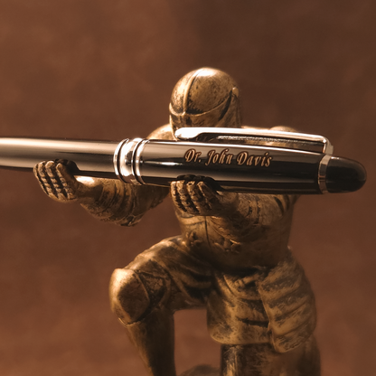 Personalized Black Executive Pen – Silver Trim | Laser Engraved Custom Gift